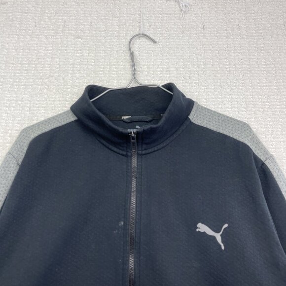 Puma Classics Tech Fleece Full Zip Long Sleeve Jacket Mens Sz XL Black / Grey ** - Picture 2 of 16
